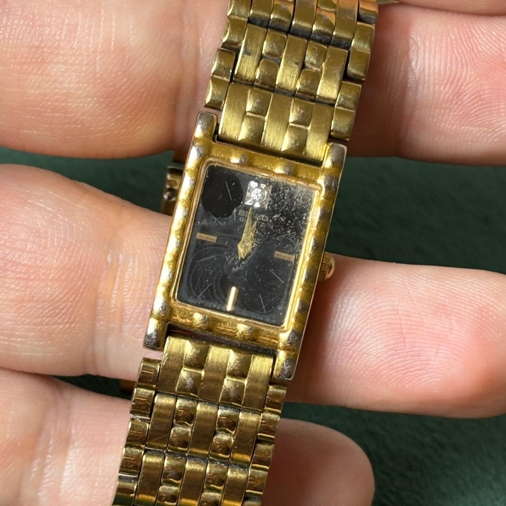 Seiko 1N00-6C09 Womens Gold Tone Rectangle‎ Quartz Watch Diamond PARTS ONLY